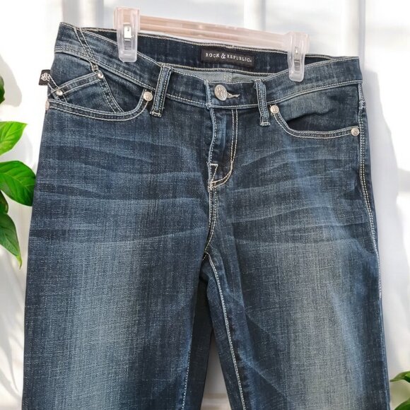 Rock & Republic Kasandra Bottoms Up Bootcut Midrise Embellished Jeans Size 8M - Picture 5 of 12